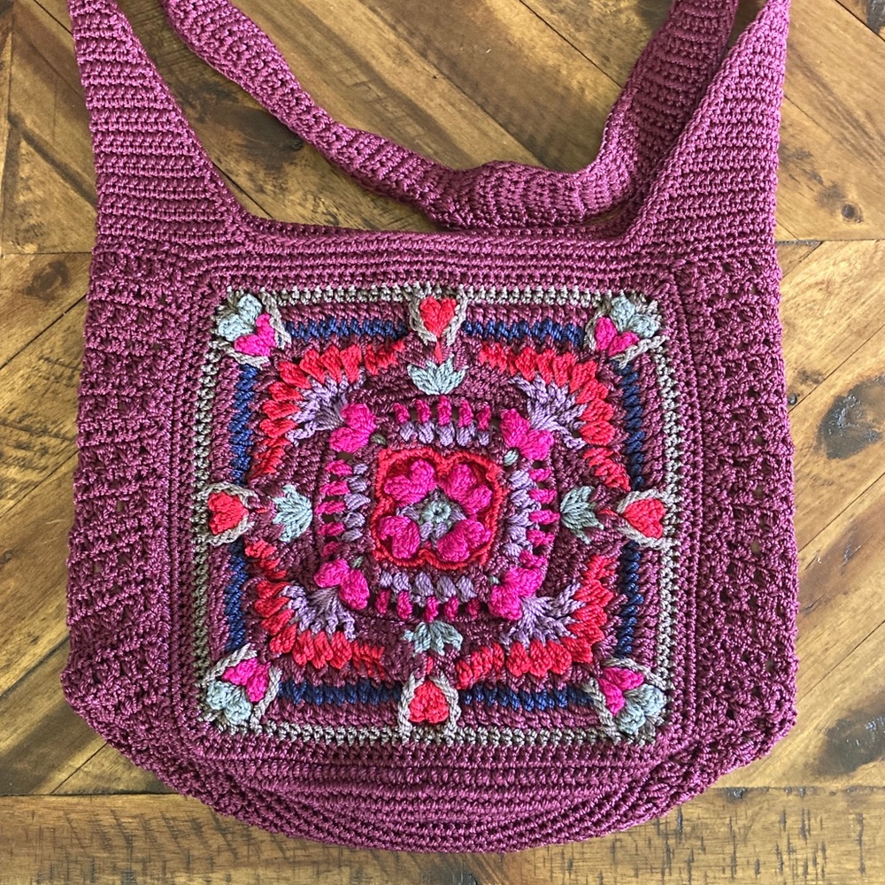 The Sak Crochet Shoulder Bag - Red and Pink
